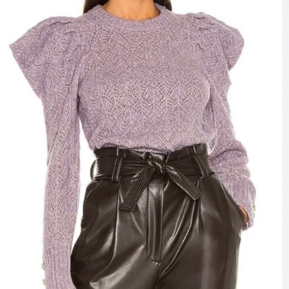 Veronica Beard Novah Crew Neck Puff Sleeve Sweater in Lilac Size Medium - Picture 1 of 15